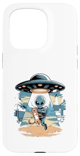 Hülle für iPhone 15 Pro Cat Alien Abduktion - Katzenliebhaber von Alien Designs