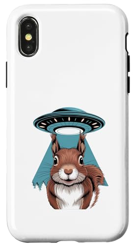 Hülle für iPhone X/XS Ufo Alien Entführung Eichhörnchen Tier Weltraum von Alien Designs