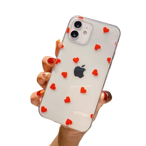 Alihtte Crystal Clear Hülle für iPhone 16 Pro, Klare stoßfeste dünne Silikon case für iPhone 16 Pro Mode Chic Muster Slim transparente TPU Handyhülle Schutzhülle für iPhone 16 Pro, Klar, rot von Alihtte