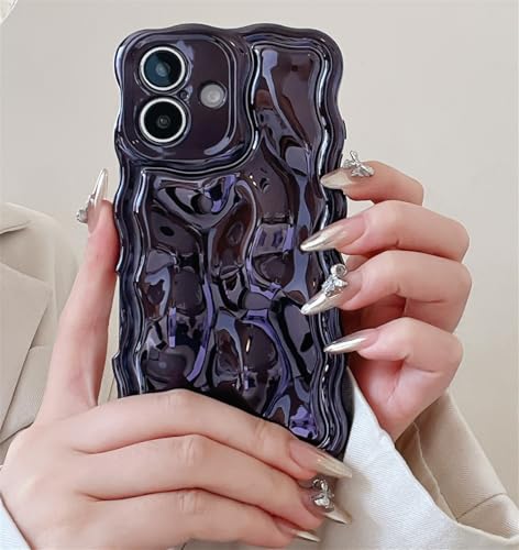 Alihtte Hülle für iPhone 14, Lockige Wellen Rahmenform Weiche TPU Silikon Case mit Anti-Kratzen Stoßfeste Handyhülle Schutzhülle Niedliche TPU Bumper Cover für iPhone 14 Violett von Alihtte