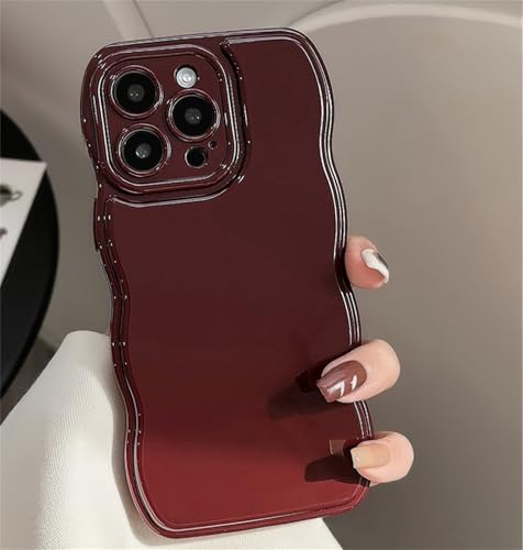 Alihtte Hülle für iPhone 16 Plus, Lockige Wellenform Weiche TPU Silikon Handyhülle Case Simple Wave Design Bumper Cover Anti-Kratzen Stoßfest Kratzfest Schutzhülle für iPhone 16 Plus rot von Alihtte