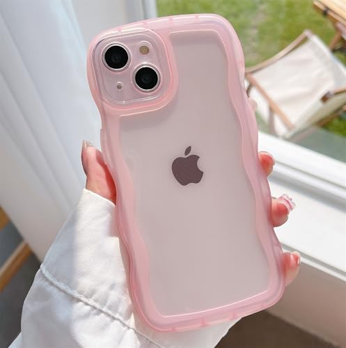 Alihtte Hülle für iPhone 16 Pro Max, Lockige Wellenform Weiche TPU Silikon Handyhülle Case Simple Wave Design Bumper Cover Anti-Kratzen Stoßfest Kratzfest Schutzhülle für iPhone 16 Pro Max Rosa von Alihtte