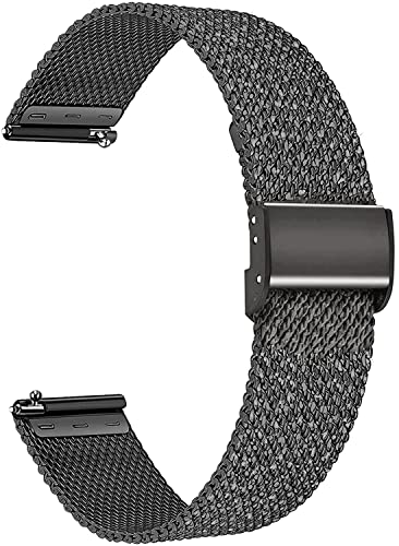 Aliwisdom Universal Ersatzarmbänder für Smartwatch 18mm 20mm 22mm, Smartwatch Zubehör Uhrenarmband Ersatz Watch Strap Edelstahl Metall Mesh Ersatzarmband Schnellverschluss Armband (18 mm, Schwarz) von Aliwisdom