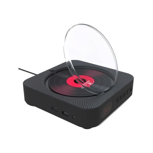 Allayu Externe CD DVD Laufwerke, integrierter Bluetooth Lautsprecher, U Disk Wiedergabe, Zwei Lautsprecher, Fernbedienung, AV Ausgang, ABS Disc Player, Schwarz von Allayu