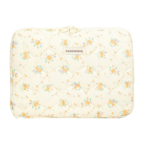 Allayu Florale Laptop Hülle, niedliche Laptop Hülle für stilvolle Mädchen, kleine Blumen Laptop Tasche für bauschige Laptop Hülle, staubabweisend, Gelb, 13 Zoll von Allayu