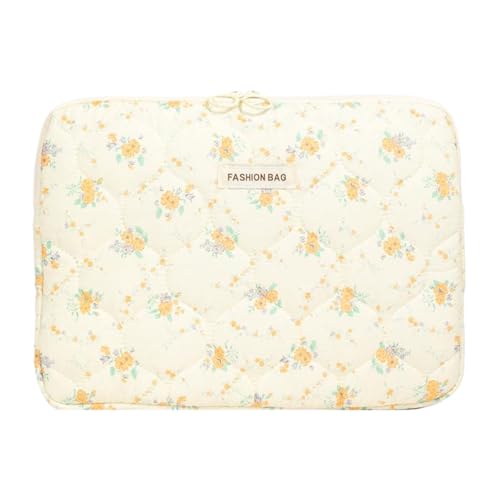 Allayu Florale Laptop Hülle, niedliche Laptop Hülle für stilvolle Mädchen, kleine Blumen Laptop Tasche für bauschige Laptop Hülle, staubabweisend, Gelb, 15 Zoll von Allayu