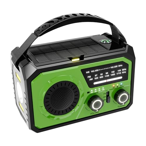 Allayu Solar Radio Mit Hand Kurbel LED Taschenlampe Power Bank BT LED Taschenlampe ABS Hand Kurbel Radio Notfall Radio Radio Solar, Hellgrün von Allayu