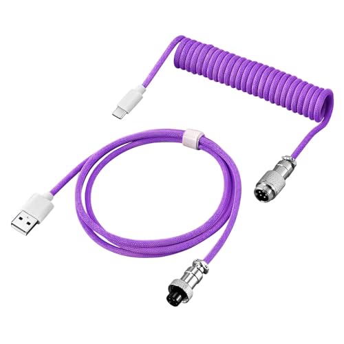 Allayu USB Kabel mit starker Zugfestigkeit für mechanische Tastatur. Mechanische Tastatur, gewickeltes ABS Luftfahrtstecker Datenkabel, violett von Allayu