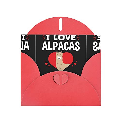 I Love Alpacas Pearl Paper Holiday Greeting Card (horizontal) Thank You Card Invitation Card Blank Greeting Card von Alliya