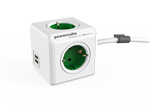 Power Cube 1402GN/DEEUPC Erweiterte Mehrfachsteckleiste mit USB grün von Allocacoc