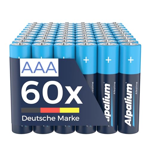 ALPALIUM AAA Batterien 60 Stück Alkaline Vorratspack - leistungsstark und langlebig - z.B. für Lichterketten, Computerzubehör, Taschenlampen und mehr, LR03 1,5V von Alpalium