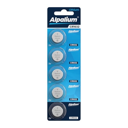 Alpalium CR1632 Knopfzellen Batterie, 5er Pack, 3V, Hohe Leistung für Fernbedienungen, Schlüsselanhänger, CPUs, tragbare und medizinische Geräte, CR 1632 Premium Qualität & Lange Lagerfähigkeit von Alpalium