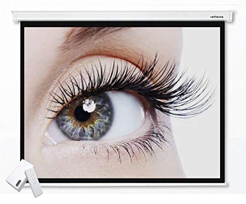 Universal Heimkino & Business Beamer Motorleinwand 240 x 189 (236x177) cm/Gehäuselänge 267 cm / 4:3/116“ / HDTV/Full HD / 3D / 4K / Vierkantgehäuse/Kabelseite Links/Funkfernbedienung von Alphavision