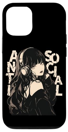 Hülle für iPhone 12/12 Pro Antisoziales Soft-Grunge-Anime-Mädchen mit Kopfhörern, Emo Goth von Alt Aesthetic Emo Fashion Gothic Anime Manga