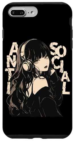 Hülle für iPhone 7 Plus/8 Plus Antisoziales Soft-Grunge-Anime-Mädchen mit Kopfhörern, Emo Goth von Alt Aesthetic Emo Fashion Gothic Anime Manga