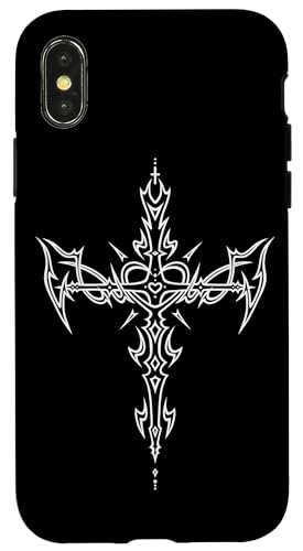 Hülle für iPhone X/XS Alternative Mall Goth Gothic Kreuz Herz von Alt Grunge Emo Egirl Eboy Goth Aesthetic Graphic