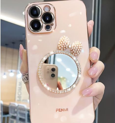 Altartar Glitzer Handyhülle iPhone 11 Pro Hülle,Glitter Hülle mit Spiegel Makeup Kameraschutz Case Ultradünn Cover Schön Bogen Cartoon Schutzhülle iPhone 11 Pro für Frauen Mädchen-Roségold von Altartar