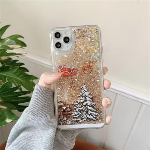 Altartar Glitzer Treibsand Handyhülle für iPhone 11 Pro Max Hülle Weihnachten Bling Transparent Silikon Schutzhülle für iPhone 11 Pro Max Aesthetic Christmas Design Klar Case Cover für Frauen-Golden von Altartar