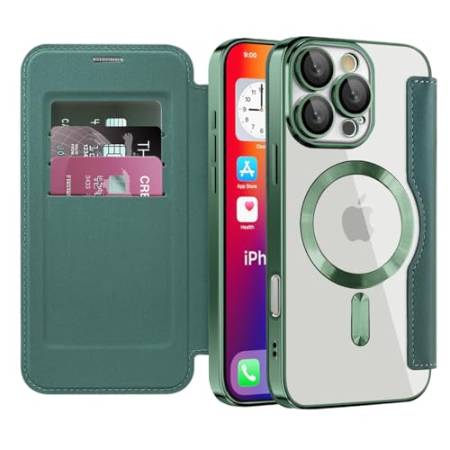 Altartar Handyhülle für iPhone 13 Pro Hülle Leder Magnetisch Klapphülle mit Kartenfach Standfunktion Klappbar Tasche Flip Case Magnet Transparent Schutzhülle für iPhone 13 Pro-Grün von Altartar