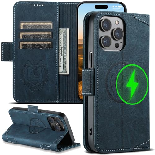 Altartar Magnetisch Handyhülle für iPhone 14 Plus Hülle mit Ständer,Magnetischer Wallet kreditkartenetui Schutzhülle mit Kartenfach Tasche Geldbörse Klapphülle iPhone 14 Plus Flip Case-Blau von Altartar