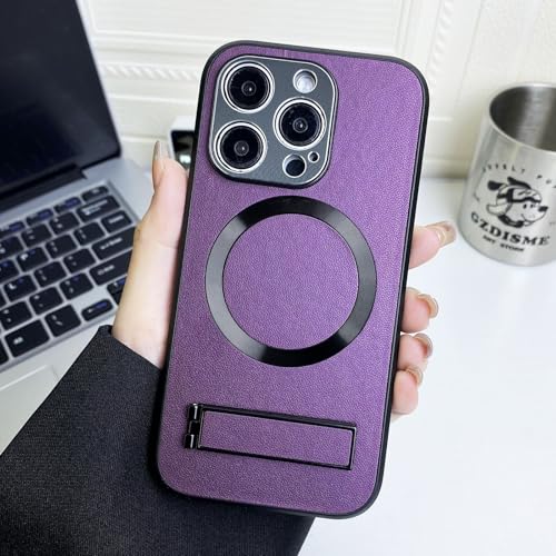 Altartar Magnetisch Handyhülle iPhone 12 Hülle mit Ständer,Lederhülle iPhone 12 6,1 Zoll Schutzhülle Unsichtbarer Halterung Hardcase Stoßfest Kratzfest Case Cover-Lila von Altartar