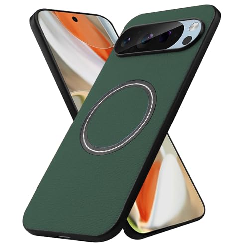 Altartar Magnetisch Hülle für Google Pixel 9/9 Pro Case,Kompatibel mit MagSafe Handyhülle Google 9/9 Pro Schutzhülle Dünn Cover Stoßfest Lederhülle Pixel 9/9 Pro 5G Case-Grün von Altartar