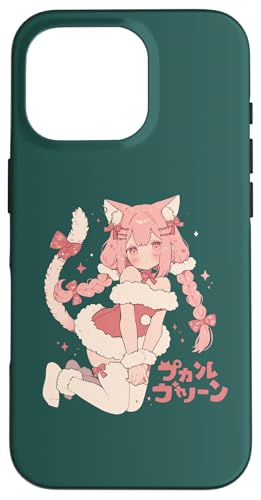 Hülle für iPhone 16 Pro Weihnachten Katze Mädchen Anime Waifu Kawaii Japan Urlaub niedlich von Alternative Christmas Manga Japan Anime Woman co.