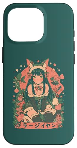 Hülle für iPhone 16 Pro Weihnachten Katze Mädchen Anime Waifu Kawaii Japan Urlaub niedlich von Alternative Christmas Manga Japan Anime Woman co.