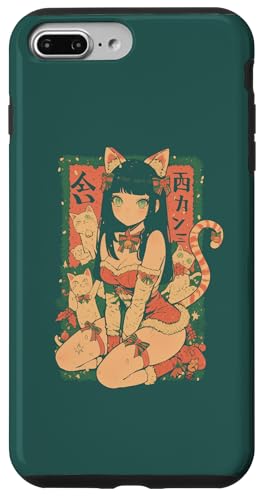 Hülle für iPhone 7 Plus/8 Plus Weihnachten Katze Mädchen Anime Waifu Kawaii Japan Urlaub niedlich von Alternative Christmas Manga Japan Anime Woman co.