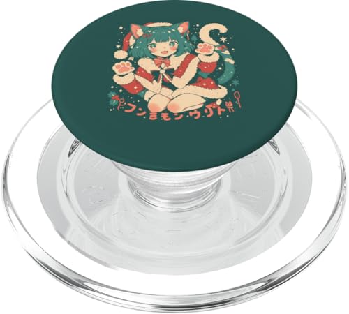 Weihnachten Katze Mädchen Anime Waifu Kawaii Japan Urlaub niedlich PopSockets PopGrip für MagSafe von Alternative Christmas Manga Japan Anime Woman co.