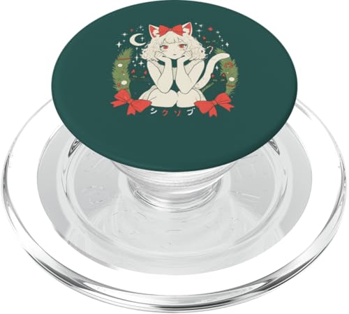 Weihnachten Katze Mädchen Anime Waifu Kawaii Japan Urlaub niedlich PopSockets PopGrip für MagSafe von Alternative Christmas Manga Japan Anime Woman co.