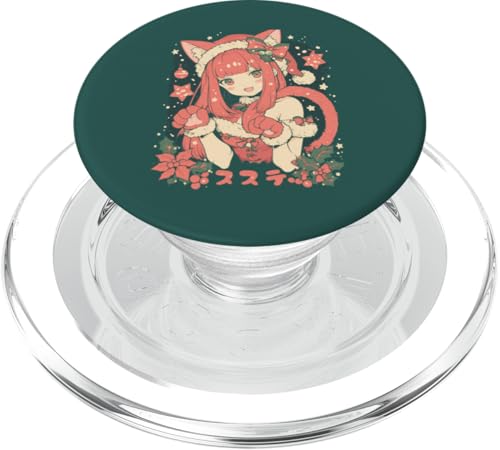 Weihnachten Katze Mädchen Anime Waifu Kawaii Japan Urlaub niedlich PopSockets PopGrip für MagSafe von Alternative Christmas Manga Japan Anime Woman co.