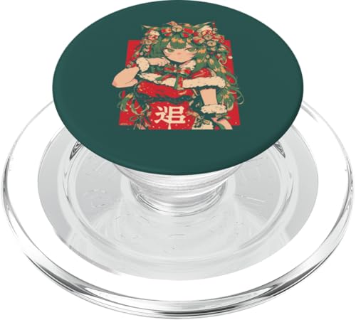 Weihnachten Katze Mädchen Anime Waifu Kawaii Japan Urlaub niedlich PopSockets PopGrip für MagSafe von Alternative Christmas Manga Japan Anime Woman co.