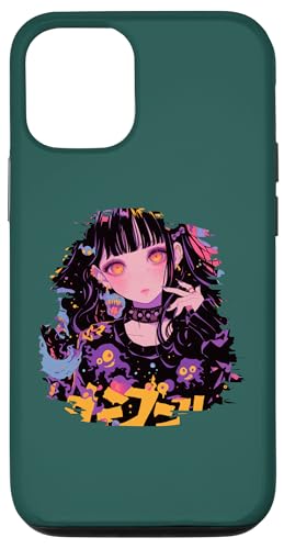 Hülle für iPhone 14 Pro Halloween Kürbis Pastell Anime Girl Waifu Fledermäuse Gruseliges Kawaii von Alternative Halloween Manga Japan Anime Woman co.