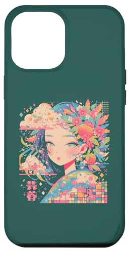 Hülle für iPhone 14 Pro Max Anime Girl Waifu Cute Alt Aesthetic mit Obst, Erdbeer-Pastellfarben von Alternative Sweet Manga Japan Anime Woman