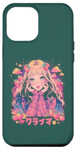 Hülle für iPhone 14 Pro Max Anime Girl Waifu Cute Alt Aesthetic mit Obst, Erdbeer-Pastellfarben von Alternative Sweet Manga Japan Anime Woman