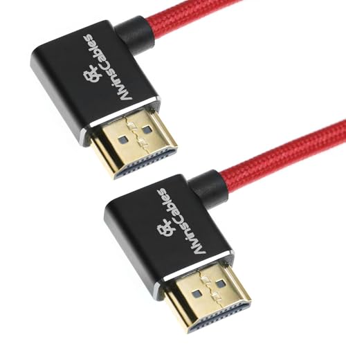 Alvin's Cables 8K 2.1 HDMI-Kabel 48 Gbit/s 8K@60Hz 4K@120Hz Hochgeschwindigkeits-geflochtenes Spiralkabel für Sony A7 A9, BMPCC, Canon C70,Atomos Ninja,Feelworld, Winkel von links nach links, Rot von Alvin's Cables