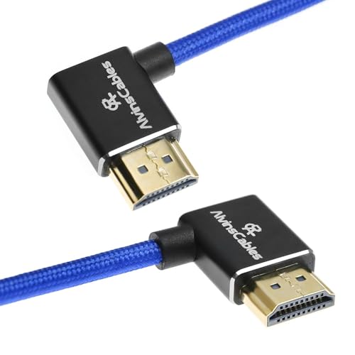 Alvin's Cables 8K HDMI 2.1 Kabel 8K 60Hz 4K 120Hz High-Speed ​​für Atomos Ninja Monitor, links nach rechts geflochtenes Spiralkabel für Sony FS5 FS7 FX9,Canon C300 C500,Nikon Z9 Kamera, Blau von Alvin's Cables