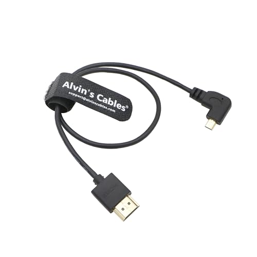 Alvin's Cables Micro HDMI auf HDMI Kabel 8K60P High-Speed 2.1 für Sony a7 IV FX30 ZV-E10, für Canon R5C R5 R6, Atomos Shinobi Ninja V, 45 cm, rechtwinkliger Micro-HDMI von Alvin's Cables