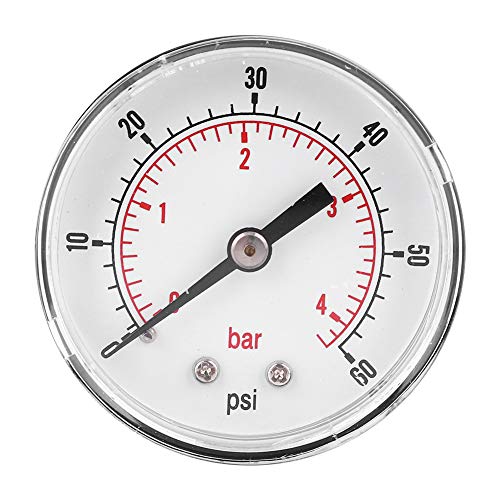 Alvinlite Y50 Manometer | 50 mm 1/4 Zoll BSPT Hochpräzises axiales Manometer für Luft, Wasser, Öl, Gas | 0–60 psi 0–4 bar| Druckanzeige von Alvinlite