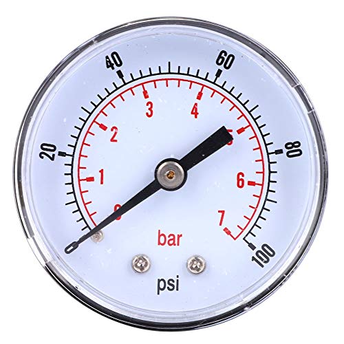 Alvinlite Y50 Manometer | 50 mm 1/8 Zoll BSPT Hochpräzises mechanisches Axialmanometer für Kraftstoff, Luft, Öl, Gas, Wasser | 0–100 psi 0–7 bar| Druckanzeige von Alvinlite