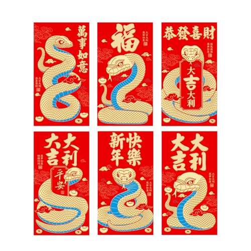 Amagogo 6x Chinesische Neujahrsumschläge, rotes Geldpaket, Hongbao, süße Dekoration, Frühlingsfest, für Partygeschenke, Style H von Amagogo