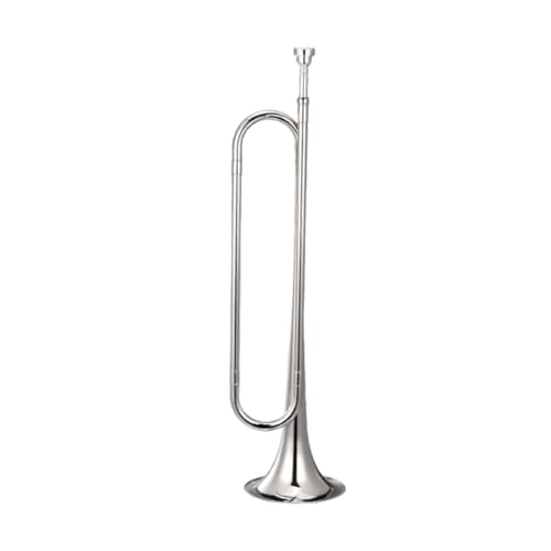 Amagogo Bugle Scouting Trompete Bugle Musikinstrument Professionelles Blasen Trompete für Kavallerieorchester Bühnenauftritte Kinder, Silver C von Amagogo