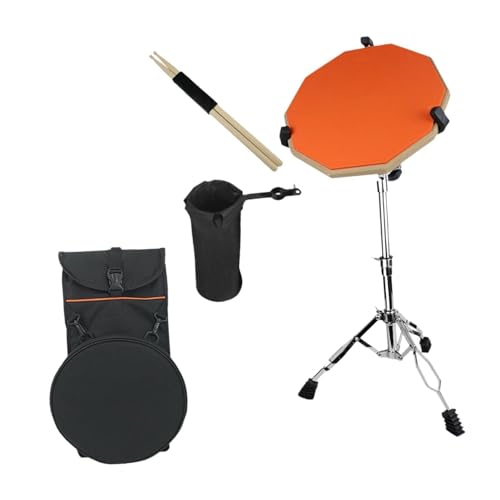 Amagogo Drum-Pad-Set, Drumstick-Halter, mit stabilem Ständer, 12 Zoll, tragbar, geräuschlose -Aufbewahrungstasche für Anfänger und Erwachsene, Orange von Amagogo