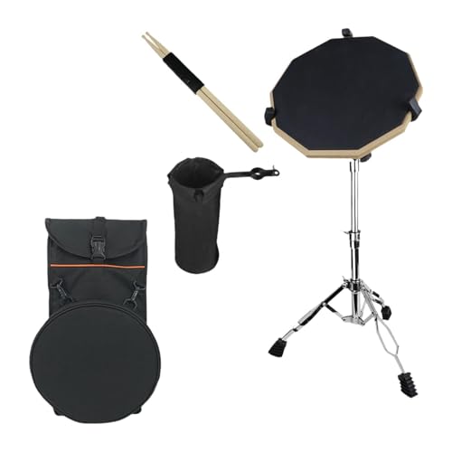 Amagogo Drum-Pad-Set, Drumstick-Halter, mit stabilem Ständer, 12 Zoll, tragbar, geräuschlose -Aufbewahrungstasche für Anfänger und Erwachsene, Zurück von Amagogo