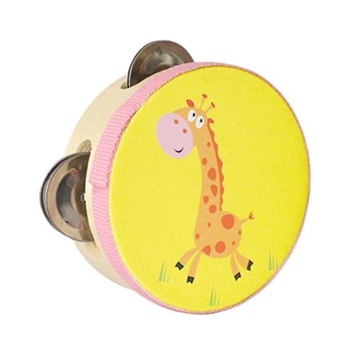 Amagogo Handtamburin aus Holz, Handtamburin, Trommel, Lernspielzeug für Kinder, Doppelreihen, Tamburin für Kinder, KTV, Kindergeschenke, Giraffe, 10cm von Amagogo