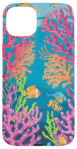 Hülle für iPhone 15 Plus Coral Reef Art Tropical Marine Life Ocean Unterwasserfische von Amazing Cases Store