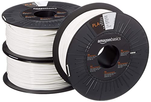 Amazon Basics 3D-Drucker-Filament aus PLA-Kunststoff, 1.75 mm, Weiß, 1-kg-Spule, 3 Stück von Amazon Basics