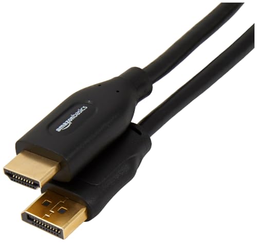 Amazon Basics DisplayPort (Quelle) auf HDMI (Display)-Kabel, unidirektional, 91 cm, Schwarz von Amazon Basics