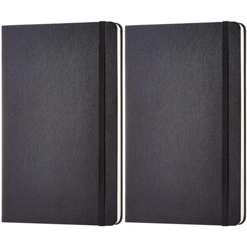 Amazon Basics Notizbuch, klassisches Design, A5, kariert, Schwarz (Packung mit 2) von Amazon Basics